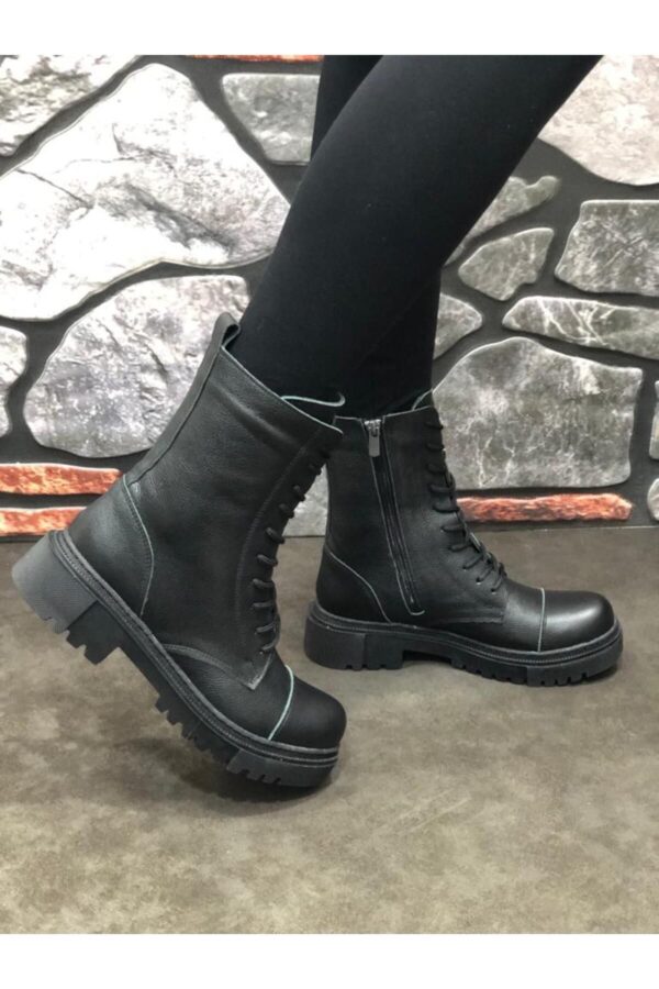 Hakiki Deri Kışlık Kauçuk Taban Postal Kadın Bot - Görsel 3