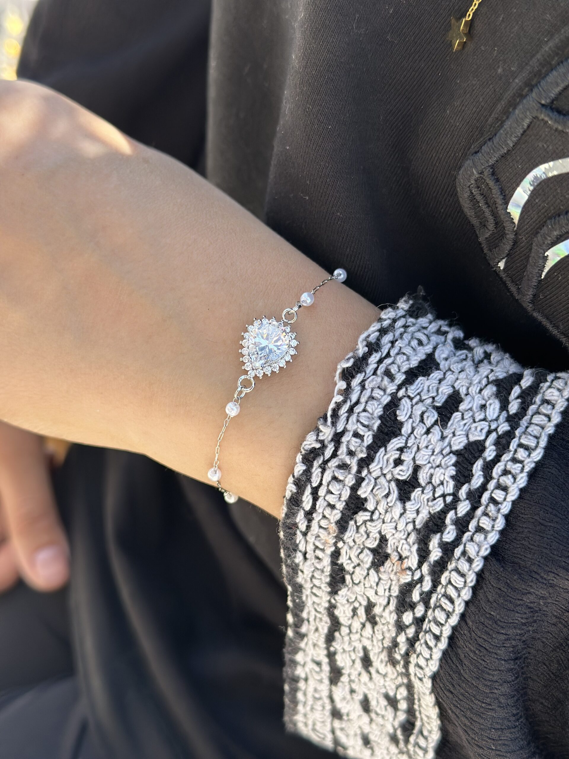 Trend silver taşlı bileklik